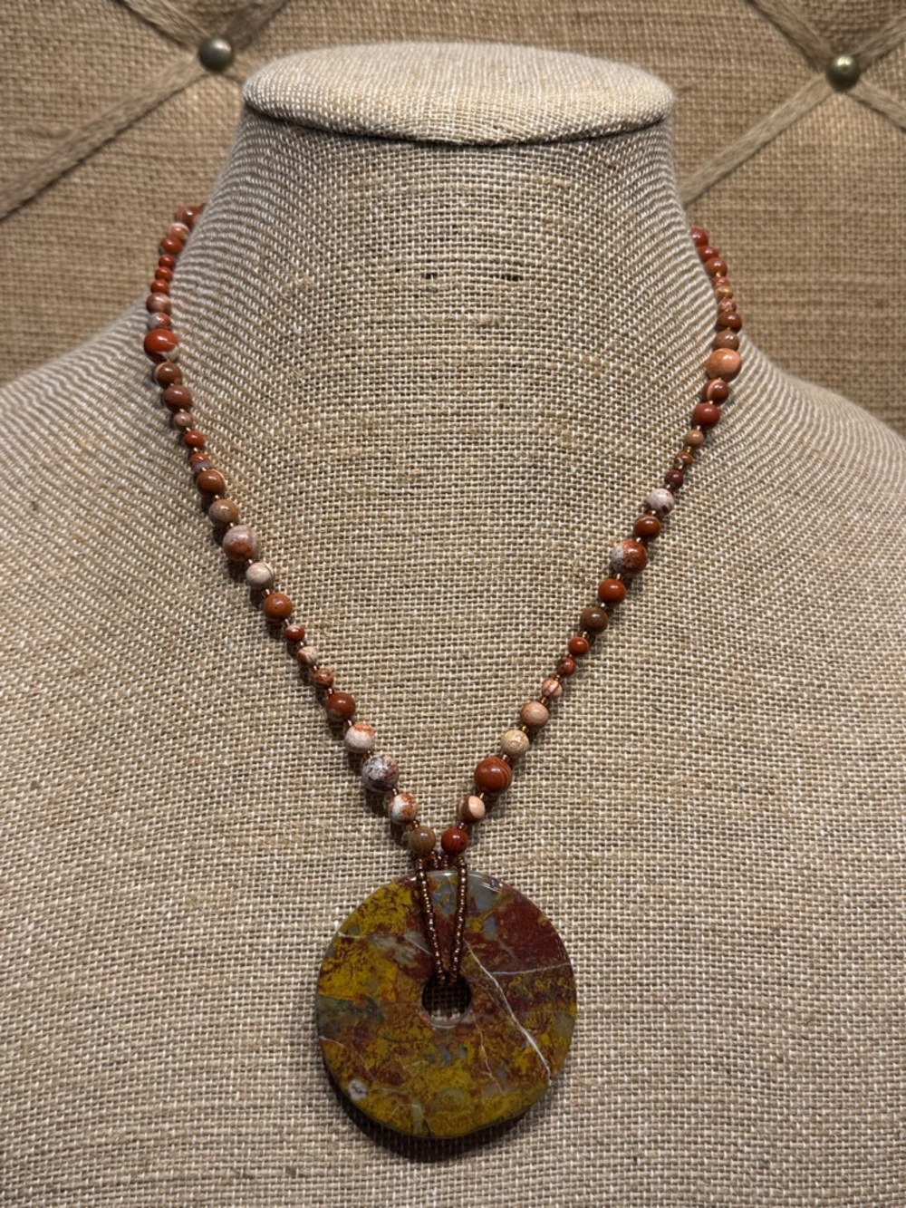 Natural Stone Jasper Pendant Necklace